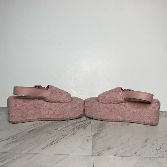 Coach Noelle Light Pink Signature Terry Platform Sandal 9B - Picture 5 of 16